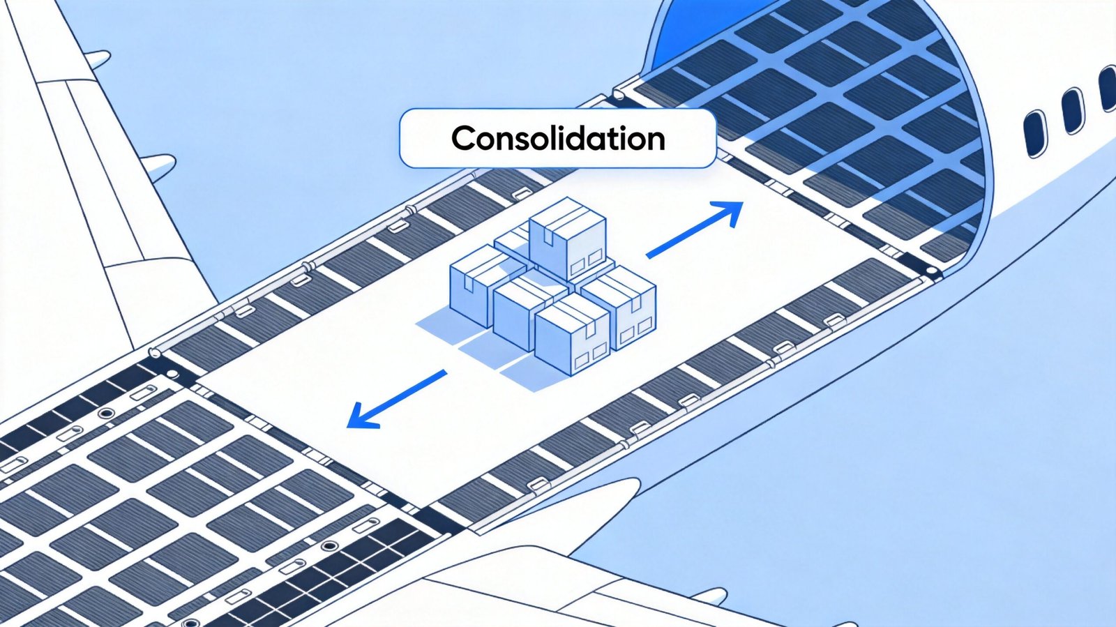 Air cargo consolidation and dedicated lanes illustration